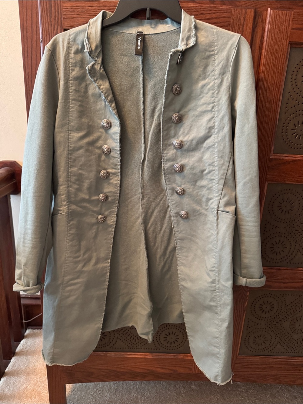 Vince Sage Green Military-Style Buttoned Blazer